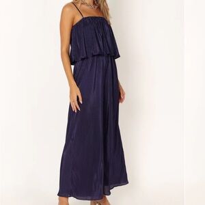 JILLIAN PLISSE JUMPSUIT - NAVY